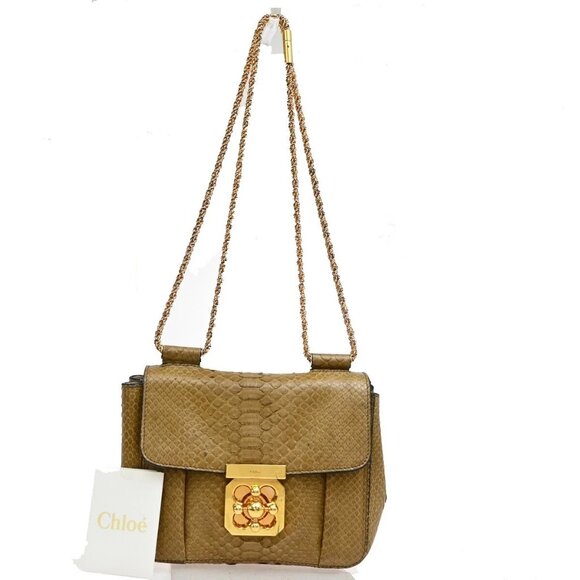 CHLOE Logo Elsie Mini Shoulder Hand Bag Embossing Leather Beige GHW 30EF092 - Picture 1 of 16